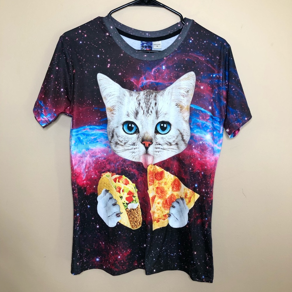 NWT Cat Taco Pizza Galaxy Shirt